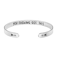 Birthday Gifts For Women Friend Funny Bracelets For Girls Encouragement Jewelry Personalized Engraved Stainless Steel Cuff Brace