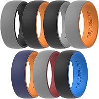 Thunderfit Silicone Wedding Ringengagement Band For Men 7 Pack 2 Layer Round Silicone Rings