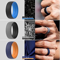 Thunderfit Silicone Wedding Ringengagement Band For Men 7 Pack 2 Layer Round Silicone Rings