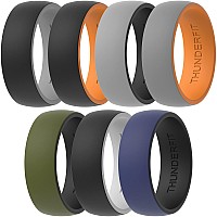 Thunderfit Silicone Wedding Ringengagement Band For Men 7 Pack 2 Layer Round Silicone Rings