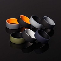 Thunderfit Silicone Wedding Ringengagement Band For Men 7 Pack 2 Layer Round Silicone Rings