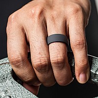 Thunderfit Silicone Wedding Ring For Men 1 Ring Dark Greyblack 13514 23Mm