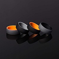 Thunderfit Silicone Wedding Ringengagement Band For Men 4 Pack 2 Layer Round Silicone Rings