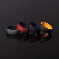 Thunderfit Silicone Wedding Ringengagement Band For Men 4 Pack 2 Layer Round Silicone Rings