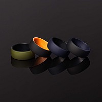 Thunderfit Silicone Wedding Ringengagement Band For Men 4 Pack 2 Layer Round Silicone Rings