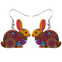 Bonsny Acrylic Drop Dangle Easter Basket Bunny Hare Rabbit Earrings Jewelry For Women Gift Charms