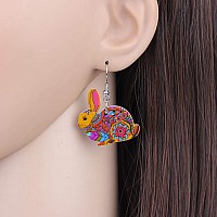 Bonsny Acrylic Drop Dangle Easter Basket Bunny Hare Rabbit Earrings Jewelry For Women Gift Charms