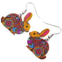 Bonsny Acrylic Drop Dangle Easter Basket Bunny Hare Rabbit Earrings Jewelry For Women Gift Charms