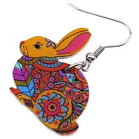 Bonsny Acrylic Drop Dangle Easter Basket Bunny Hare Rabbit Earrings Jewelry For Women Gift Charms