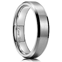 King Will 6Mm Stainless Steel Ring Matte Finish Polished Beveled Edge With I Love You 8