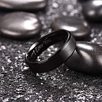 King Will 7Mm Stainless Steel Ring Black Plated Matte Finishpolished Beveled Edge With Laser Etched I Love You 12