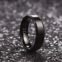 King Will 7Mm Stainless Steel Ring Black Plated Matte Finishpolished Beveled Edge With Laser Etched I Love You 12