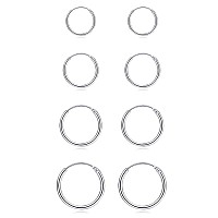 Silver Hoop Earrings Cartilage Earring Small Hoop Earrings For Women Men Girls4 Pairs Of Hypoallergenic 925 Sterling Silver Tr