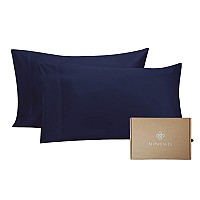 Bioweaves 100 Organic Cotton King Pillow Cases 300 Thread Count Soft Sateen Weave Gots Certified King Size Set Of 2 Navy Blu