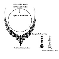 Brilove Wedding Bridal Necklace Earrings Jewelry Set For Women Austrian Crystal Teardrop Cluster Statement Necklace Dangle Earri