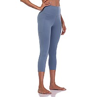 Colorfulkoala Womens High Waisted Yoga Capris 21 Inseam Leggings With Pockets Xs Steel Blue