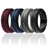 Roq Silicone Rubber Wedding Ring For Men Comfort Fit Mens Wedding Band Breathable Rubber Engagement Band 8Mm Wide 2Mm Thick