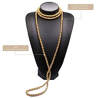 Golden Long Pearl Necklace For Women Layered Faux Pearl Strand Necklace Costume Jewelry 69Diameter Pearl 8Mm