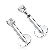 Gagabody G23 Titanium 16G 2Mm Clear Cz Internally Threaded Labret Helix Cartilage Tragus Monroe Lip Studs Earring Piercing 8Mm