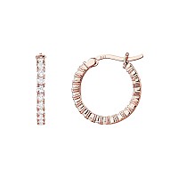 Pavoi 14K Gold Plated 925 Sterling Silver Post Cubic Zirconia Hoop Earrings Rose Gold Hoops