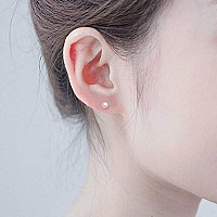 Sterling Silver Stud Earrings For Women Girls Men 3 Pairs 3Mm Tiny Ball Stud Earrings Round Cz Earrings Pearl Earrings Set Cart