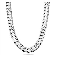 Miabella Solid 925 Sterling Silver Italian 12Mm 12 Inch Solid Diamondcut Cuban Link Curb Chain Necklace For Men Made In Ita