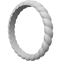 Thunderfit Thin Braided Silicone Wedding Ring For Women 1 Ring Ash Grey 45 5 157Mm