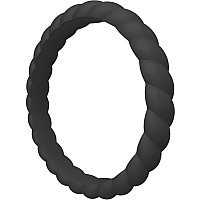 Thunderfit Thin Braided Silicone Wedding Ring For Women 1 Ring Jet Black 859 189Mm