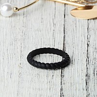 Thunderfit Thin Braided Silicone Wedding Ring For Women 1 Ring Jet Black 859 189Mm