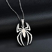 Rzcxbs Spider Pendant Necklace Lightweight Surgical Stainless Steel Charm Spider Clavicle Chains For Boys Girls Womensilver