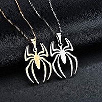 Rzcxbs Spider Pendant Necklace Lightweight Surgical Stainless Steel Charm Spider Clavicle Chains For Boys Girls Womensilver