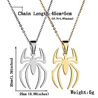 Rzcxbs Spider Pendant Necklace Lightweight Surgical Stainless Steel Charm Spider Clavicle Chains For Boys Girls Womensilver