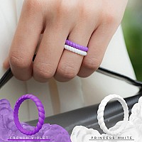 Thunderfit Thin Braided Silicone Wedding Rings For Women Grape Purple Azure Blue White Baby Pink 455 157Mm