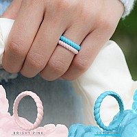 Thunderfit Thin Braided Silicone Wedding Rings For Women Grape Purple Azure Blue White Baby Pink 455 157Mm