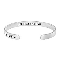 Joycuff Yoga Jewelry For Her Mantra Cuff Bracelet Let That Go Friend Encouragement Gift