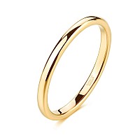 Trumium 2Mm Gold Tungsten Rings For Women Plain Thin High Polish Engagement Wedding Band Size 10