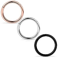 Scerring 3Pcs 16G Stainless Steel Hinged Clicker Segment Septum Nose Lip Ring Hoop Nipple Cartilage Tragus Sleeper Earrings Body