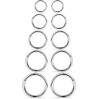 Scerring 10Pcs 16G Stainless Steel Hinged Clicker Segment Septum Nose Lip Ring Hoop Nipple Cartilage Tragus Sleeper Earrings Bod