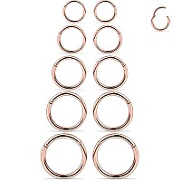 Scerring 10Pcs 16G Stainless Steel Hinged Clicker Segment Septum Nose Lip Ring Hoop Nipple Cartilage Tragus Sleeper Earrings Bod