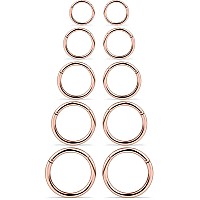 Scerring 10Pcs 16G Stainless Steel Hinged Clicker Segment Septum Nose Lip Ring Hoop Nipple Cartilage Tragus Sleeper Earrings Bod