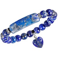 Tumbeelluwa Healing Stone Bracelet 8Mm Beads Chakra Crystal Energy Heart Charm Bracelet Handmade Jewelry For Women Lapis Lazuli