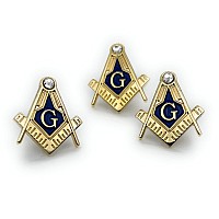 3Pcs Freemason Square And Compass With Rhinestone Lapel Pin Masonic Blue Lodge Master Mason 3Rd Degree