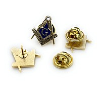 3Pcs Freemason Square And Compass With Rhinestone Lapel Pin Masonic Blue Lodge Master Mason 3Rd Degree