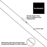 Kooljewelry Sterling Silver Round Cable Chain Necklace 16 Mm 18 Inch