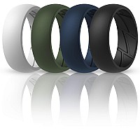 Thunderfit Silicone Wedding Rings For Men 4 Rings Dark Blue Black Olive White 9510 198Mm