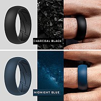 Thunderfit Silicone Wedding Rings For Men 4 Rings Dark Blue Black Olive White 9510 198Mm