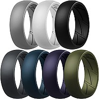 Thunderfit Silicone Wedding Rings For Men 7 Rings Light Grey Dark Grey Dark Blue White Black Dark Teal Olive Green 10