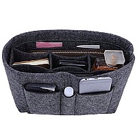 Ztujo Purse Organizer Insert Felt Bag Organizer For Handbag Purse Organizer13 Colors 6 Size Slender Large Grey