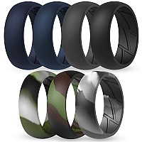 Thunderfit Silicone Wedding Rings For Men 7 Rings Green Camo Grey Camo Camo Dark Grey Black Dark Teal Navy Blue 1551