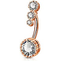 Oufer 316L Surgical Steel Rose Gold Belly Button Rings Round Clear Cz Belly Rings Navel Rings Belly Piercing